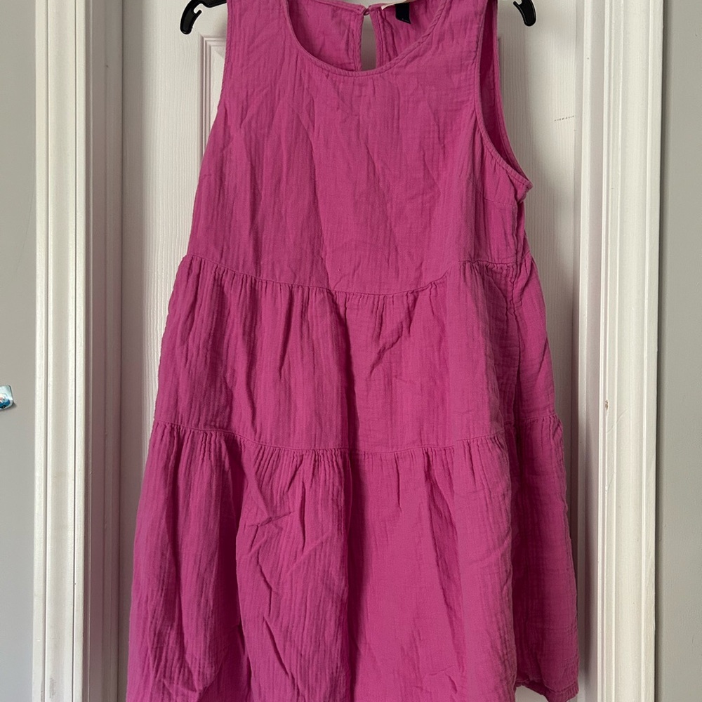 Pink Sleeveless Tiered Dress